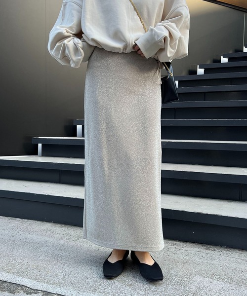 CAPRICIEUX LE'MAGE（カプリシューレマージュ）の「【高身長サイズあり】ラメスカート（スカート・レディース・シルバー/ブラック・38/36/TM）」の14枚目の写真