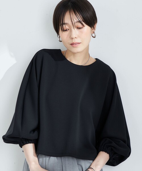 【魔法使い様】NissyNaptime.プリントプルオーバーカットソーブラック セール】ウォッシャブルダンボールボリュームスリーブプルオーバー