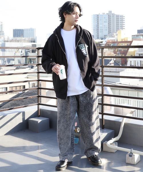 ８(eight)（エイト）の「グラフィック裏起毛ZIPパーカー（パーカー・メンズ・ブラック/アッシュグレー・LARGE/MEDIUM）」の7枚目の写真