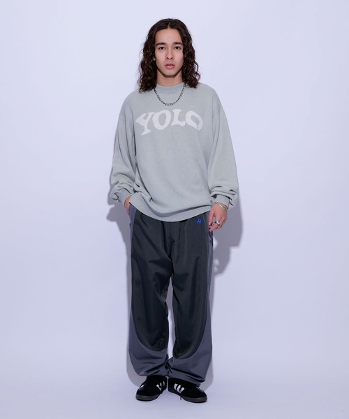 re_k by JUNRED（レクバイジュンレッド）の「re_k by JUNRED / YOLOジャガードニットプルオーバー（ニット/セーター・メンズ・ライトグレー/ミント/ブラック・S/M/L）」の6枚目の写真