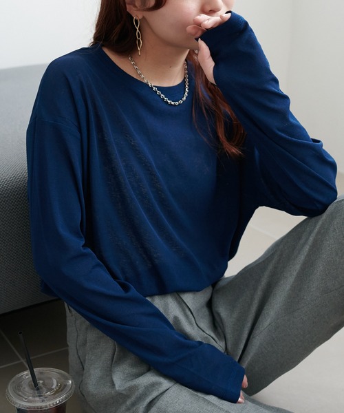 DISCOAT(ディスコート)の「《新色追加!》【WEB限定】梨地シアーシンプルT(Tシャツ/カットソー・レディース・アイボリー/オレンジ/グリーン/ブラック/ネイビー/ピンク/グレー/ブラウン/モカ/バーガンディー/サックスブルー/ダークグレー・MEDIUM)」の1枚目の写真
