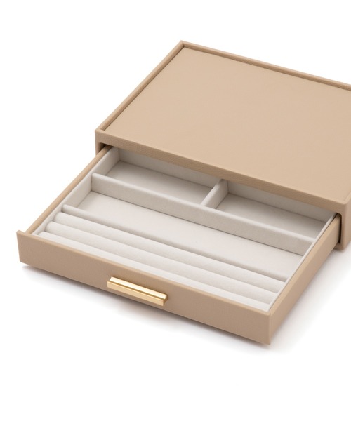 スタッキング ジュエリーボックス リング 小物入れ ベージュ（収納