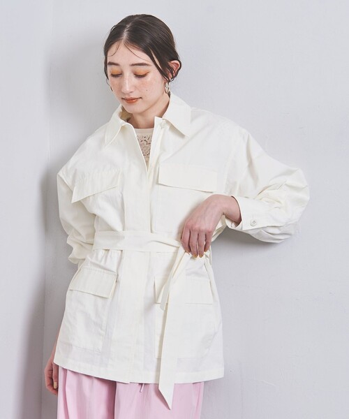 UNITED ARROWS（ユナイテッドアローズ）の「ミリタリー ベルテッド コート（ミリタリージャケット・レディース・ホワイト/ベージュ・36/38）」の2枚目の写真