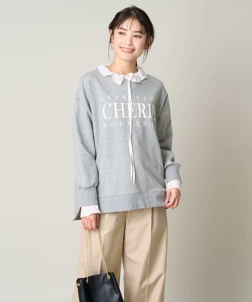 a.v.v(アーヴェヴェ)の「大人のきれいめロゴスウェット(Tシャツ/カットソー・レディース・グレー/ホワイト・40/38/42/36/34)」の11枚目の写真