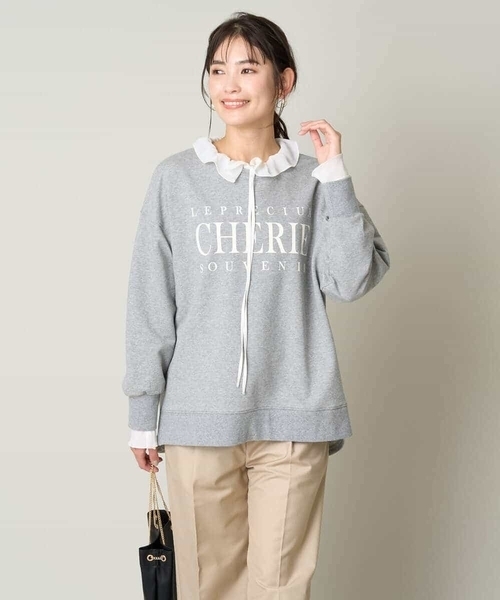 a.v.v(アーヴェヴェ)の「大人のきれいめロゴスウェット(Tシャツ/カットソー・レディース・グレー/ホワイト・40/38/42/36/34)」の12枚目の写真
