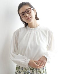 襟タックフリルブラウス