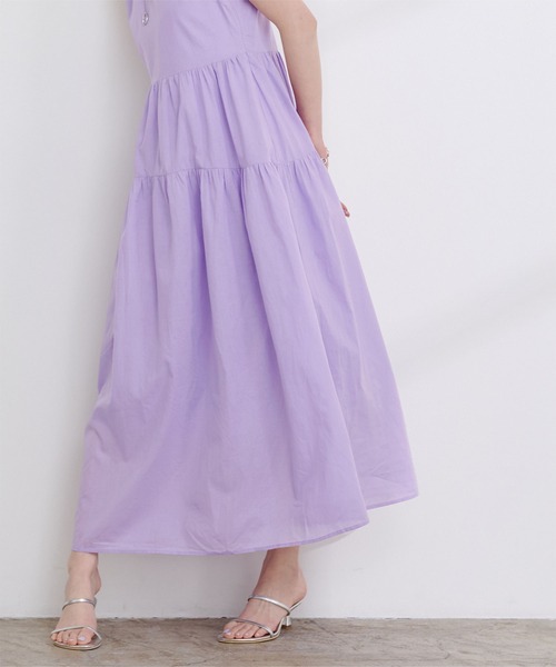 UR'S（ユアーズ）の「コットンクルーネックティアードワンピース（ワンピース・レディース・ネイビー/ライトパープル/ブラック/ライトイエロー/ブラウン・L/M/S）」の9枚目の写真