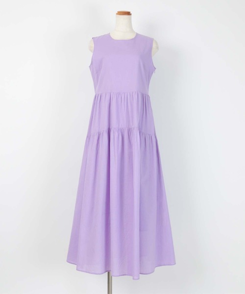 UR'S（ユアーズ）の「コットンクルーネックティアードワンピース（ワンピース・レディース・ネイビー/ライトパープル/ブラック/ライトイエロー/ブラウン・L/M/S）」の14枚目の写真