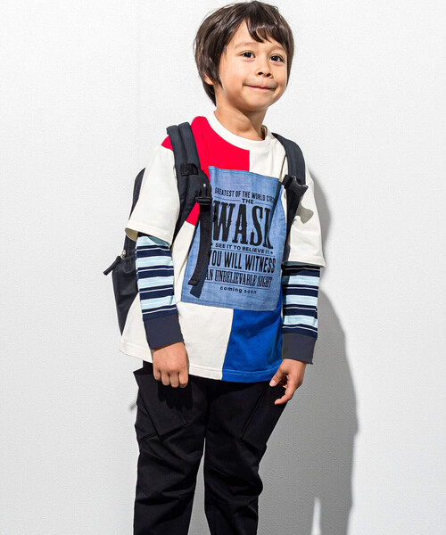 WASK（ワスク）の「ロゴ刺しゅうメッシュポケットリュック（バックパック/リュック・キッズ・グリーン/ブラック・L/M）」の6枚目の写真