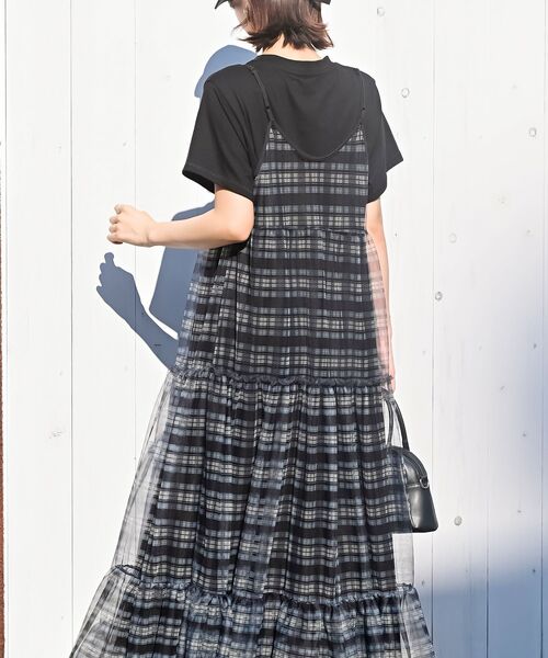 rps(アールピーエス)の「チュールキャミ前開きキャミカーディガン(ワンピース・レディース・ベージュ系その他/ブラック/グレー/チェック・フリー)」の7枚目の写真