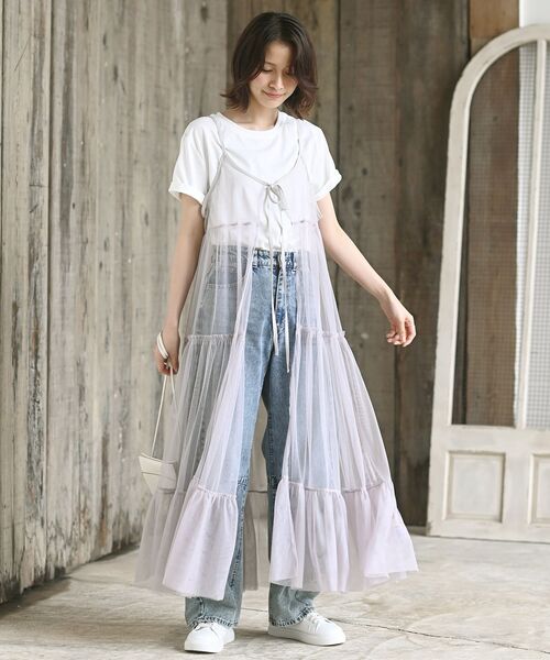 rps(アールピーエス)の「チュールキャミ前開きキャミカーディガン(ワンピース・レディース・ベージュ系その他/ブラック/グレー/チェック・フリー)」の14枚目の写真