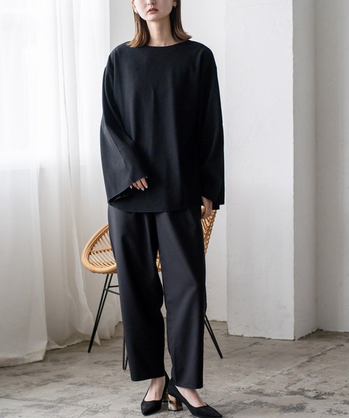 VitaFelice（ヴィータフェリーチェ）の「ふんわりタックカーブパンツ（その他パンツ・レディース・グレー系/ブラック/ブルー/サンドベージュ/イエロー/ベージュ系・FREE）」の11枚目の写真