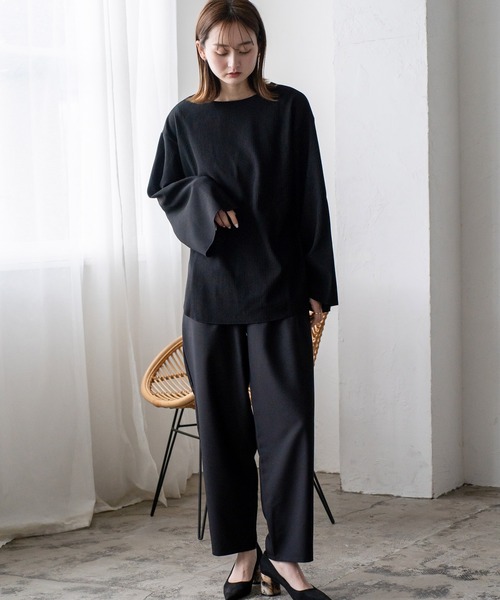 VitaFelice（ヴィータフェリーチェ）の「ふんわりタックカーブパンツ（その他パンツ・レディース・グレー系/ブラック/ブルー/サンドベージュ/イエロー/ベージュ系・FREE）」の12枚目の写真