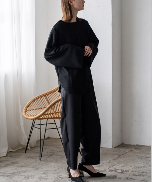 VitaFelice（ヴィータフェリーチェ）の「ふんわりタックカーブパンツ（その他パンツ・レディース・グレー系/ブラック/ブルー/サンドベージュ/イエロー/ベージュ系・FREE）」の13枚目の写真