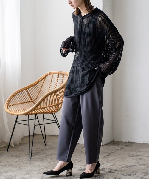 VitaFelice（ヴィータフェリーチェ）の「ふんわりタックカーブパンツ（その他パンツ・レディース・グレー系/ブラック/ブルー/サンドベージュ/イエロー/ベージュ系・FREE）」の21枚目の写真