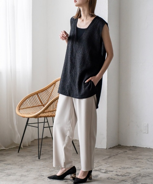 VitaFelice（ヴィータフェリーチェ）の「ふんわりタックカーブパンツ（その他パンツ・レディース・グレー系/ブラック/ブルー/サンドベージュ/イエロー/ベージュ系・FREE）」の15枚目の写真