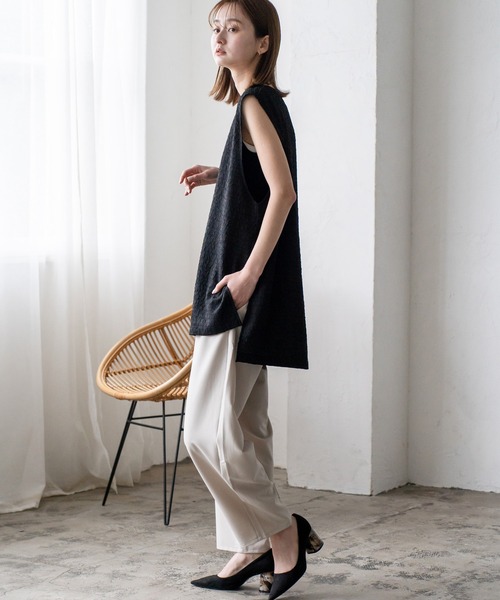 VitaFelice（ヴィータフェリーチェ）の「ふんわりタックカーブパンツ（その他パンツ・レディース・グレー系/ブラック/ブルー/サンドベージュ/イエロー/ベージュ系・FREE）」の16枚目の写真