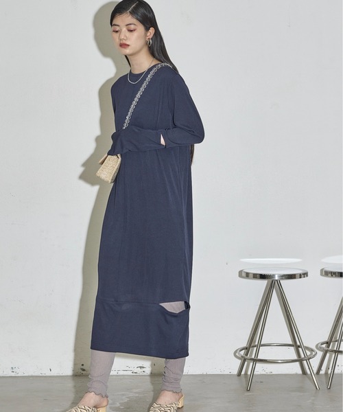 THE YOn（ザヨン）の「マルチWAYスリットカットリブワンピース（ワンピース・レディース・サックスブルー/ライトベージュ/ネイビー・FREE）」の15枚目の写真