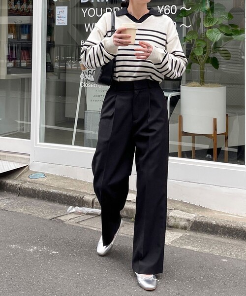 TRICOTS JEAN MARC（トリコットジーンマルク）の「【Tricots Jean Marc】衿付きボーダープルオーバー（ニット/セーター・レディース・ホワイト系その他4/ブルー系その他3・FREE）」の4枚目の写真