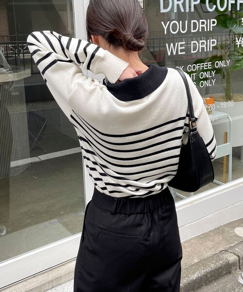 TRICOTS JEAN MARC（トリコットジーンマルク）の「【Tricots Jean Marc】衿付きボーダープルオーバー（ニット/セーター・レディース・ホワイト系その他4/ブルー系その他3・FREE）」の9枚目の写真