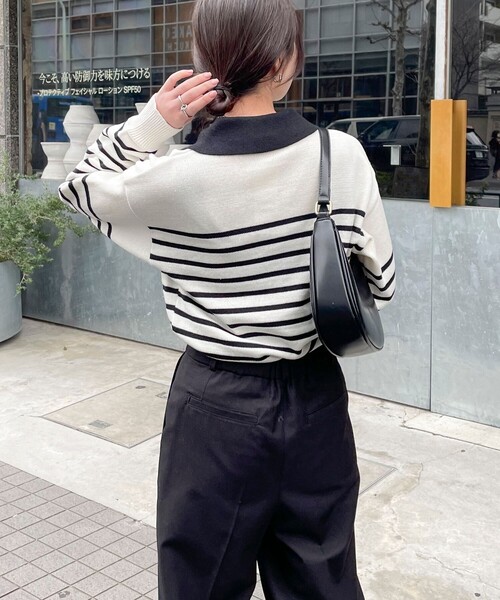 TRICOTS JEAN MARC（トリコットジーンマルク）の「【Tricots Jean Marc】衿付きボーダープルオーバー（ニット/セーター・レディース・ホワイト系その他4/ブルー系その他3・FREE）」の11枚目の写真