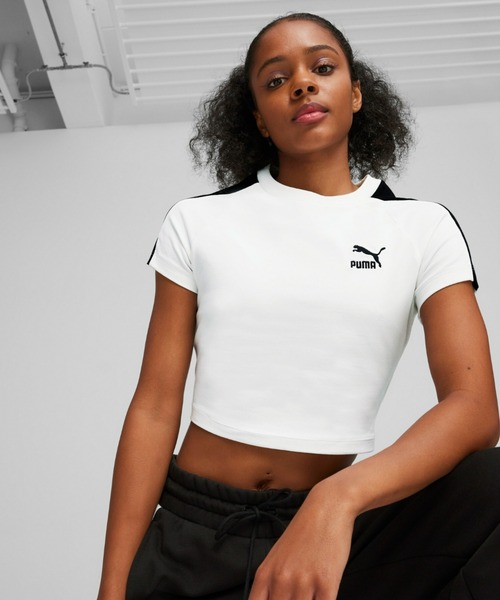 PUMA(プーマ)の「PUMA プーマ ウィメンズ PLAY.LOUD. アイコニック T7 スリム 半袖 Tシャツ(Tシャツ/カットソー・レディース・ホワイト/ブラック・X-LARGE/SMALL/LARGE/MEDIUM)」の2枚目の写真