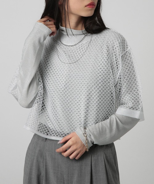 トップス MESH LAYERED TOP Mesh layered tank top / メッシュレイヤードタンクトップ