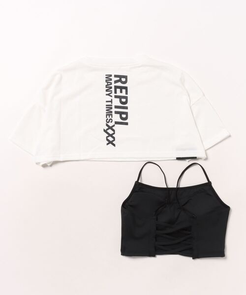 repipi armario（レピピ アルマリオ）の「【repipi armario/レピピアルマリオ】キッズキャミブラ短丈Tシャツセット（Tシャツ/カットソー・キッズ・ブラック/ホワイト・160/150/140/170）」の3枚目の写真