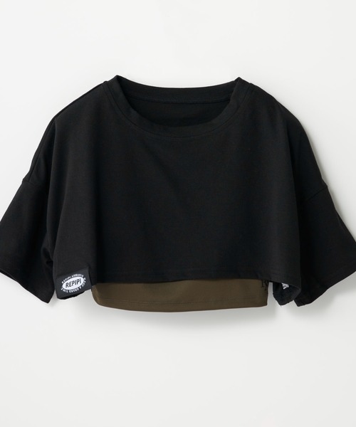 repipi armario（レピピ アルマリオ）の「【repipi armario/レピピアルマリオ】キッズキャミブラ短丈Tシャツセット（Tシャツ/カットソー・キッズ・ブラック/ホワイト・160/150/140/170）」の6枚目の写真