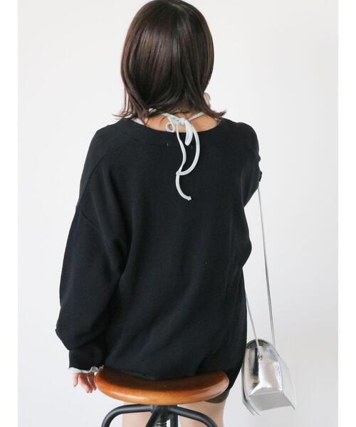 ehka sopo（エヘカソポ）の「Vネック刺繍カラフルカーディガン（カーディガン/ボレロ・レディース・ブルー/ブラック/イエロー/ピンク/グリーン/レッド・F）」の18枚目の写真