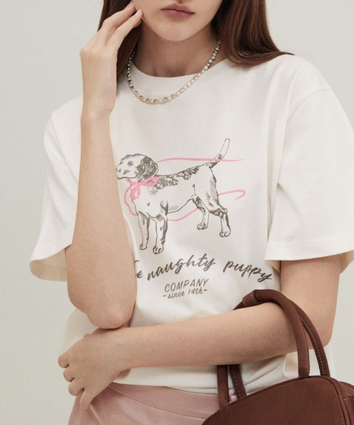 Fano Studios(ファノ ストゥディオズ)の「クルーネック ドッグリボン プリントTシャツ FC24S117【Fano Studios】(Tシャツ/カットソー・レディース・ホワイト・S/M/L)」の11枚目の写真