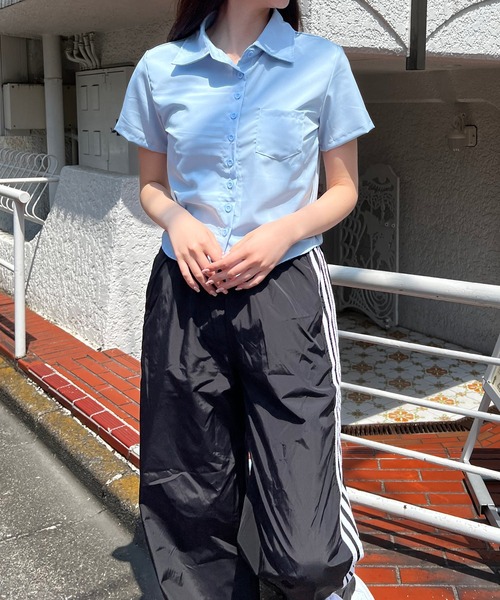 HALEY PESCA（ヘーリーペスカ）の「HALEY PESCA/クロップド半袖シャツ（シャツ/ブラウス・レディース・ブラック/ホワイト/ブルー・SMALL/MEDIUM/LARGE）」の15枚目の写真