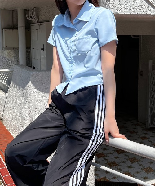 HALEY PESCA（ヘーリーペスカ）の「HALEY PESCA/クロップド半袖シャツ（シャツ/ブラウス・レディース・ブラック/ホワイト/ブルー・SMALL/MEDIUM/LARGE）」の14枚目の写真