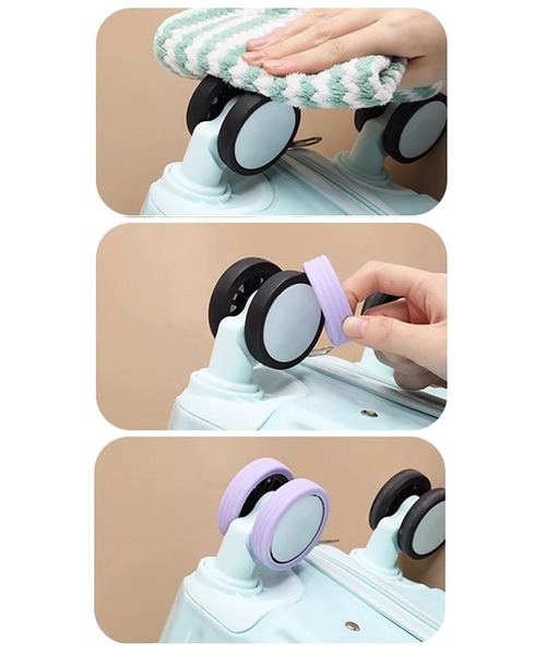 florist(フローリスト)の「【8点+おまけ4点セット】キズ防止・騒音軽減◎スーツケースキャスターシリコン保護カバー(スーツケース/キャリーバッグ・レディース・オレンジ/ブルー/ピンク/グレー/ブラック/パープル・ONESIZE)」の13枚目の写真