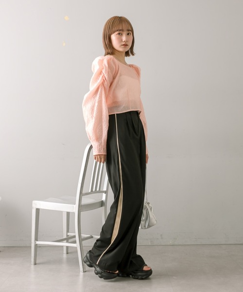mline（エムライン）の「【3色展開】[mline]オーガンブラウス（Tシャツ/カットソー・レディース・グリーン/ピンク/オフホワイト・FREE）」の15枚目の写真
