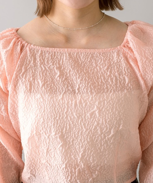 mline（エムライン）の「【3色展開】[mline]オーガンブラウス（Tシャツ/カットソー・レディース・グリーン/ピンク/オフホワイト・FREE）」の18枚目の写真