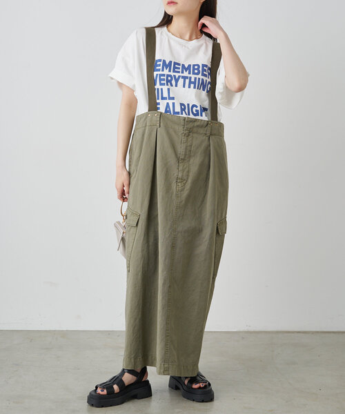 PUAL CE CIN(ピュアルセシン)の「サスペンダーカーゴスカート(スカート・レディース・ブラック/カーキ・FREE)」の8枚目の写真