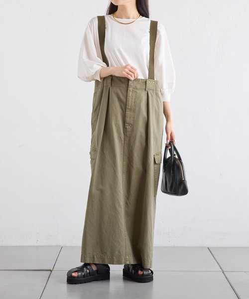 PUAL CE CIN(ピュアルセシン)の「サスペンダーカーゴスカート(スカート・レディース・ブラック/カーキ・FREE)」の17枚目の写真