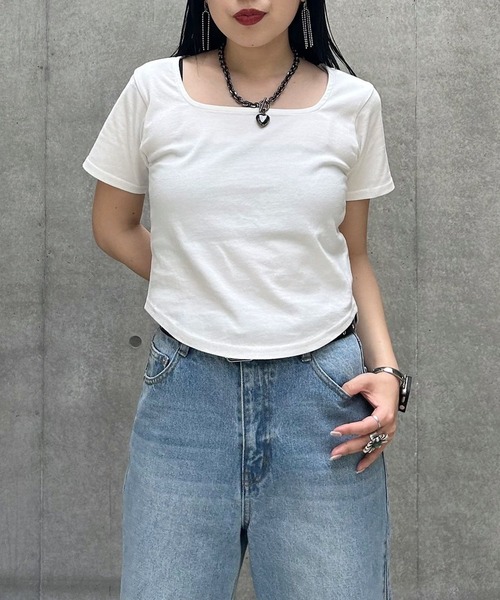 セール】スクエアネックコンパクトT（Tシャツ/カットソー