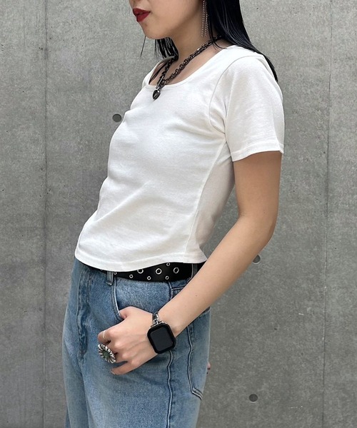 PAGEBOY（ページボーイ）の「スクエアネックコンパクトT（Tシャツ/カットソー・レディース・オフホワイト/ブルー/ブラック/チャコールグレー/ホワイト系その他・FREE）」の9枚目の写真