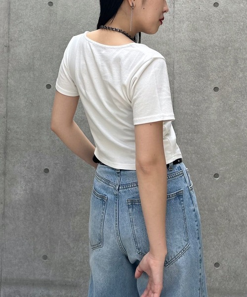 PAGEBOY（ページボーイ）の「スクエアネックコンパクトT（Tシャツ/カットソー・レディース・オフホワイト/ブルー/ブラック/チャコールグレー/ホワイト系その他・FREE）」の10枚目の写真