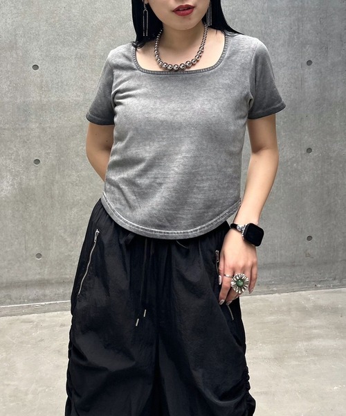 PAGEBOY（ページボーイ）の「スクエアネックコンパクトT（Tシャツ/カットソー・レディース・オフホワイト/ブルー/ブラック/チャコールグレー/ホワイト系その他・FREE）」の22枚目の写真