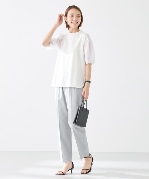 UNFILO（アンフィーロ）の「BEAUTY FORM シアースリーブＴシャツ（Tシャツ/カットソー・レディース・グレー系/ネイビー系2/ホワイト系/ベージュ系2/ブラック系・SMALL/MEDIUM/LARGE）」の19枚目の写真
