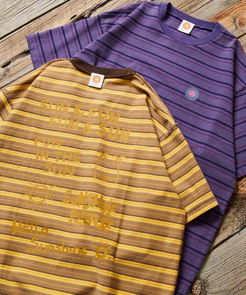 Jonas Claesson（ジョナスクレアッソン）の「JONAS CLAESSON/ジョナスクレアッソン Insideout Sun Fun border Tee/インサイドアウト サン ファン Tシャツ/リバーシブル/リラックスフィット（Tシャツ/カットソー・メンズ・マスタード/パープル/ブラック・MEDIUM/LARGE）」の19枚目の写真