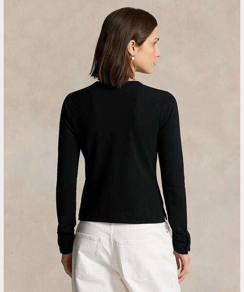 ポロ ラルフ ローレン POLO RALPH LAUREN コットン クルーネック カーディガン （001ブラック） POLO RALPH LAUREN（ポロ ラルフ ローレン）の「ストレッチ