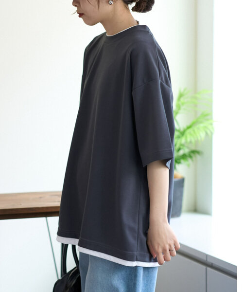 CIAOPANIC TYPY(チャオパニックティピー)の「梨地プレーティングフェイクレイヤードTee(Tシャツ/カットソー・メンズ・チャコールグレー/グレイッシュベージュ/ダークグリーン/ブルー・MEDIUM/LARGE)」の11枚目の写真