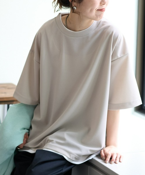 CIAOPANIC TYPY(チャオパニックティピー)の「梨地プレーティングフェイクレイヤードTee(Tシャツ/カットソー・メンズ・チャコールグレー/グレイッシュベージュ/ダークグリーン/ブルー・MEDIUM/LARGE)」の3枚目の写真