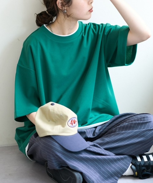 CIAOPANIC TYPY(チャオパニックティピー)の「梨地プレーティングフェイクレイヤードTee(Tシャツ/カットソー・メンズ・チャコールグレー/グレイッシュベージュ/ダークグリーン/ブルー・MEDIUM/LARGE)」の1枚目の写真