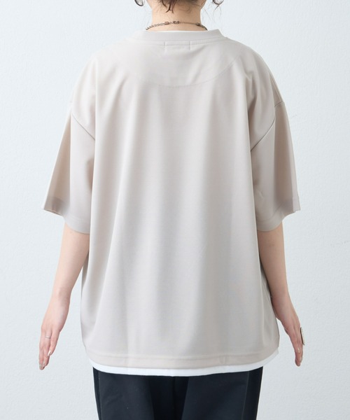 CIAOPANIC TYPY(チャオパニックティピー)の「梨地プレーティングフェイクレイヤードTee(Tシャツ/カットソー・メンズ・チャコールグレー/グレイッシュベージュ/ダークグリーン/ブルー・MEDIUM/LARGE)」の6枚目の写真