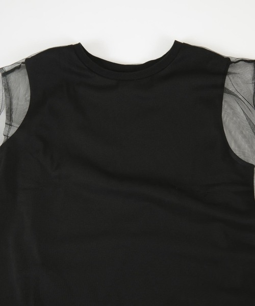 titivate（ティティベイト）の「チュールレイヤードノースリーブTシャツ（Tシャツ/カットソー・レディース・オフホワイト/ブラック・M）」の15枚目の写真